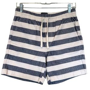 J. Crew men’s blue white nautical stripes striped pull on shorts size small